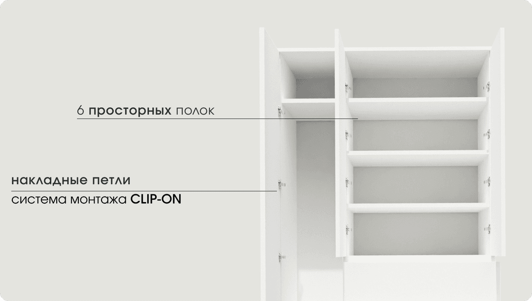 Просторные полки